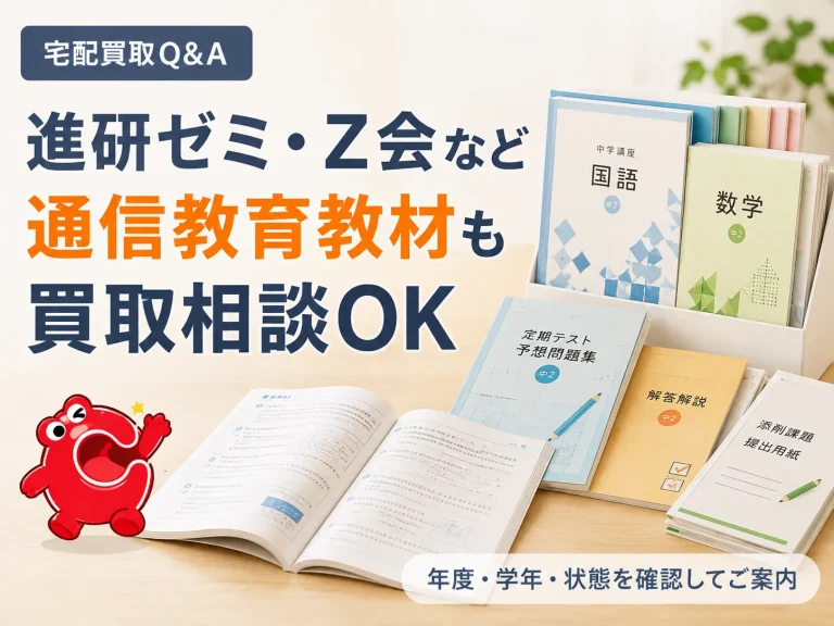 進研ゼミ・Z会など通信教育教材の買取相談を案内するカウカウブックランドのQ&A画像